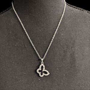 Crystal Outline Butterfly Necklace
